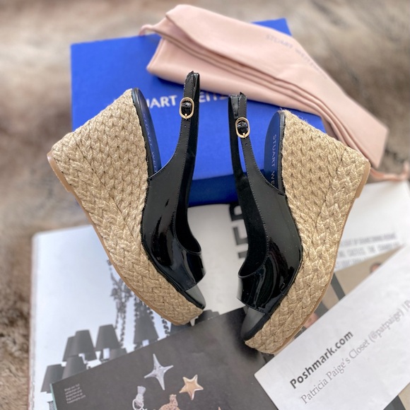 Stuart Weitzman Peep Toe Espadrille Wedge Platform Pumps - Picture 11 of 16